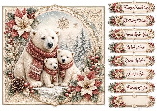 8x8 Winter Polar Bear - Quick Card Front with Sentiments 