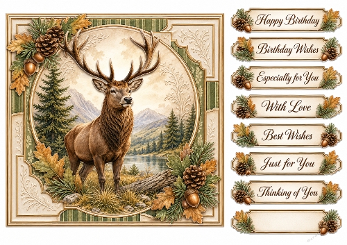 8x8 Woodland Stag - Quick Card Front with Sentiments 