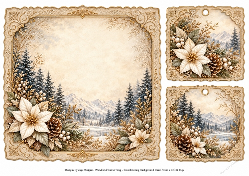 8x8 Vintage Winter Stag - Blank Insert
