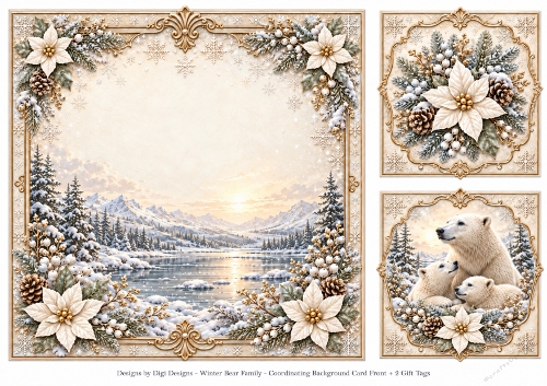 8x8 Ornate Polar Bear - Blank Insert