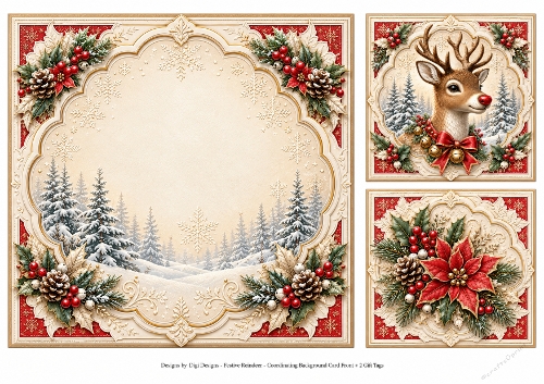 8x8 Ornate Reindeer - Blank Insert