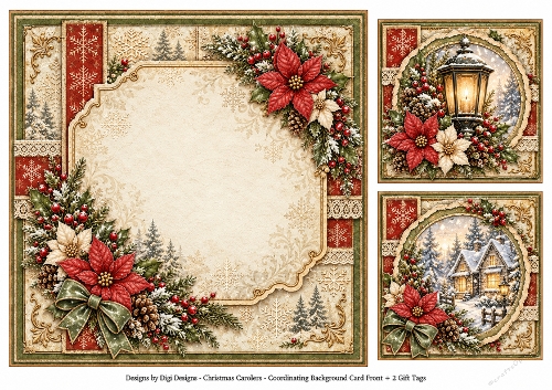 8x8 Vintage Christmas Carolers - Blank Insert