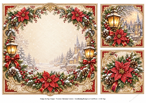 8x8 Victorian Christmas Carolers - Blank Insert