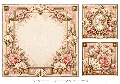 8x8 Art Deco Rose - Blank Insert 