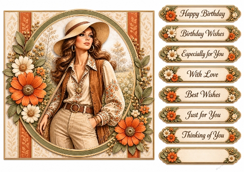 8X8 Autumn Boho Quick Card Front with Sentiments 