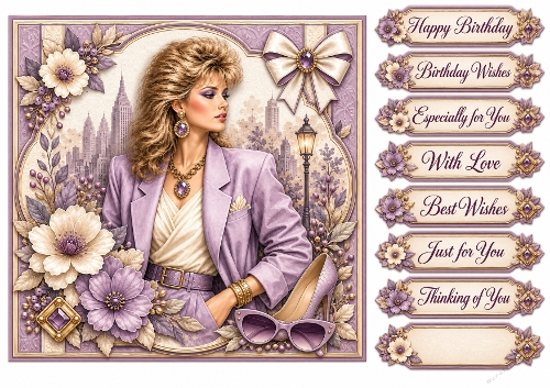 8X8 Lavender Glamour Quick Card Front with Sentiments 