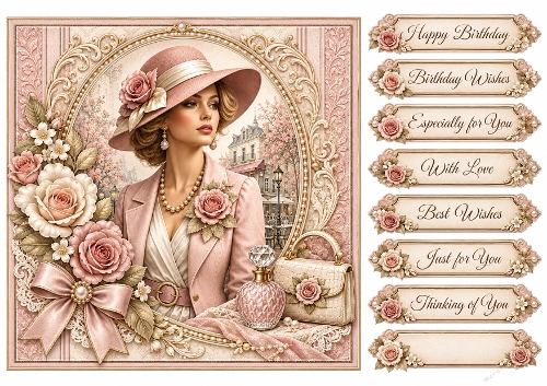 8X8 Vintage Blush Parisian Quick Card Front with Sentiments 