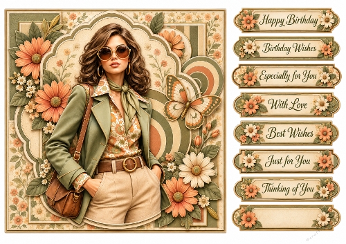 8X8 Vintage Floral Quick Card Front with Sentiments 