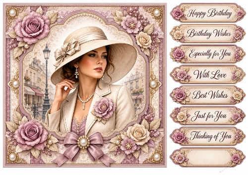 8X8 Vintage Floral Quick Card Front with Sentiments 
