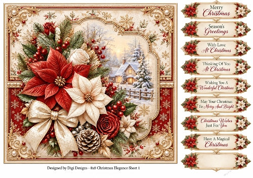 8x8 Christmas Elegance Quick Card Front with Sentiments 