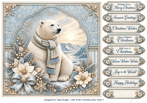 8x8 Arctic Bear - Quick Card Front with Sentiments 