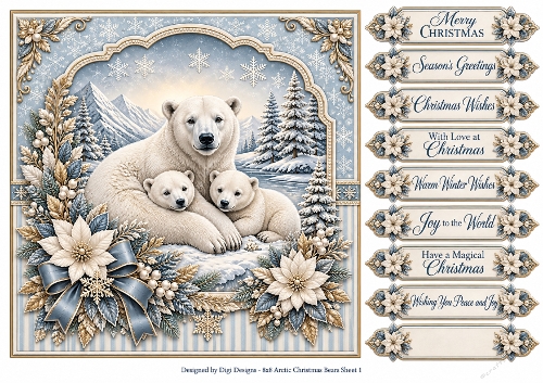 8x8 Arctic Bears - Quick Card Front with Sentiments 