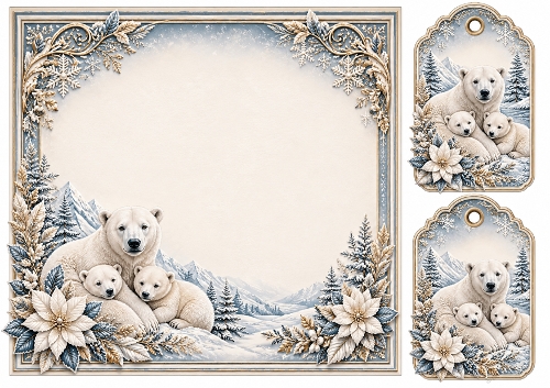 8x8 Arctic Bears - Blank Insert 