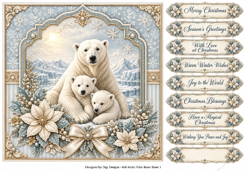8x8 Arctic Polar Bear - Quick Card Front with Sentiments 