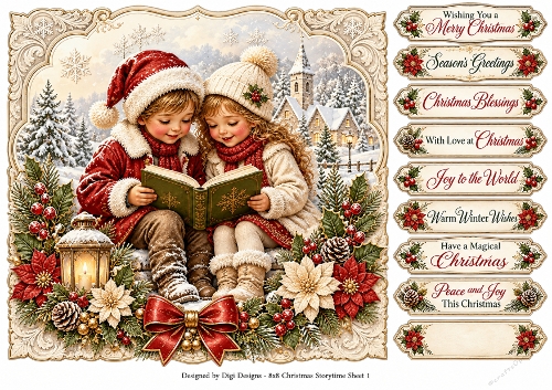 8x8 Christmas Storytime - Quick Card Front with Sentiments 