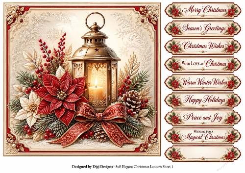8x8 Elegant Christmas Lantern - Quick Card Front with Sentiments 