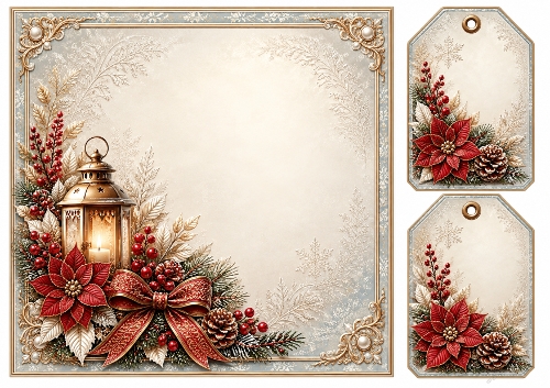 8x8 Elegant Christmas Lantern - Blank Insert 