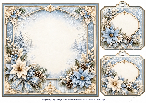 8x8 Elegant Winter Snowman - Blank Insert 