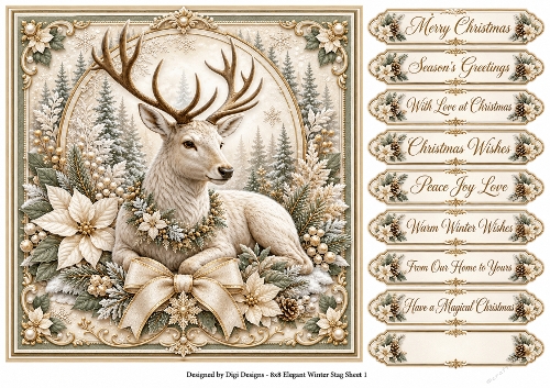 8x8 Elegant Winter Stag - Quick Card Front with Sentiments 