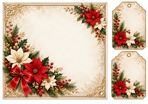 8x8 Festive Poinsettia - Blank Insert 
