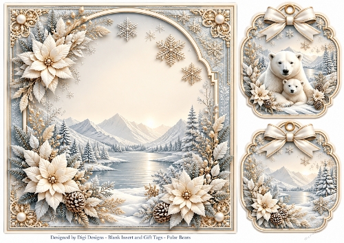 8x8 Ornate Polar Bear - Blank Insert 