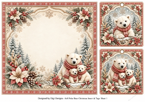 8x8 Polar Bear Christmas - Blank Insert 