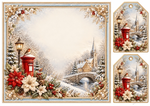 8x8 Robin Christmas Village - Blank Insert 