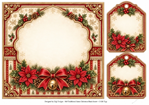 8x8 Traditional Santa Christmas - Blank Insert 