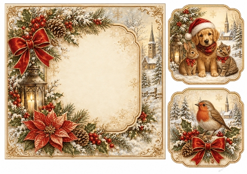 8x8 Vintage Christmas Puppy 2 - Blank Insert 