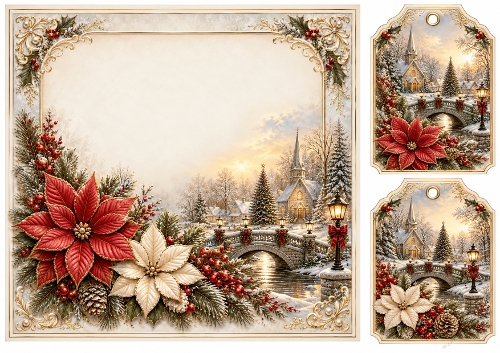 8x8 Vintage Christmas Village - Blank Insert 