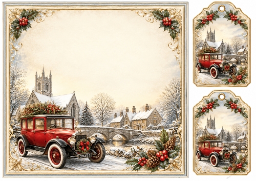 8x8 Vintage Christmas Village 2 - Blank Insert 