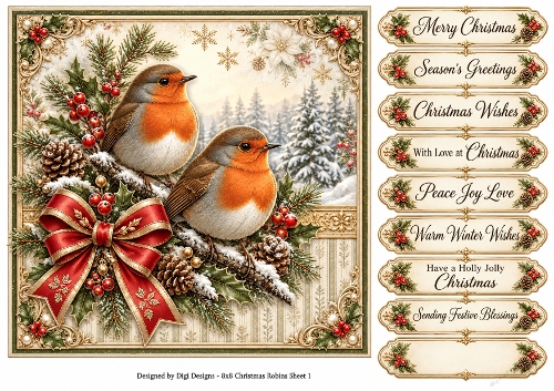 8x8 Vintage Robin - Quick Card Front with Sentiments 