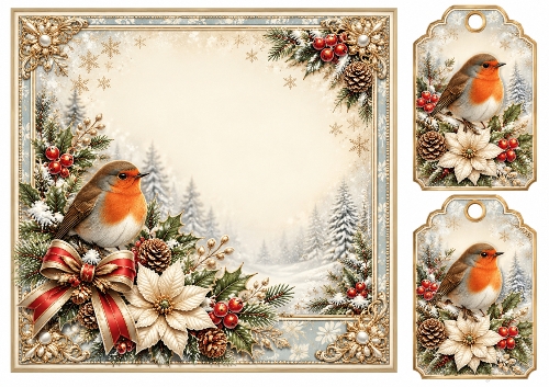 8x8 Vintage Robin - Blank Insert 
