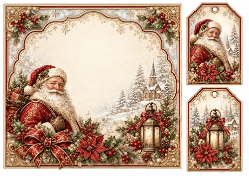 8x8 Vintage Santa - Blank Insert 