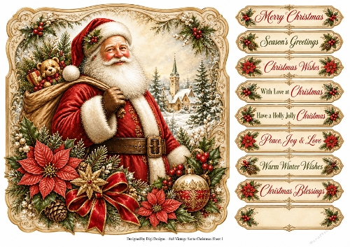 8x8 Vintage Santa 2 - Quick Card Front with Sentiments 