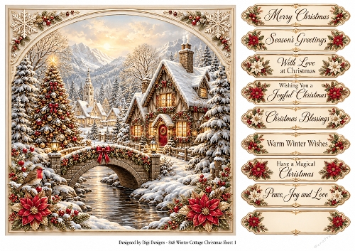 8x8 Winter Cottage - Quick Card Front with Sentiments 