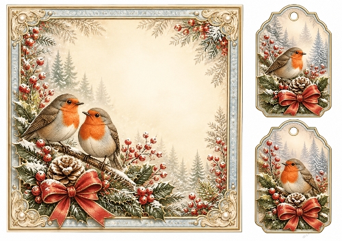 8x8 Winter Robin Lantern - Blank Insert 