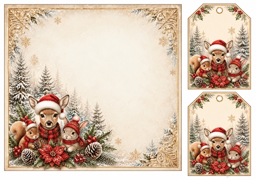 8x8 Woodland Christmas Friends - Blank Insert 
