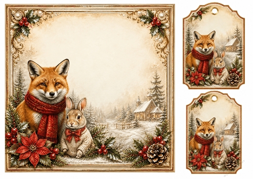 8x8 Woodland Christmas Friends 2 - Blank Insert 