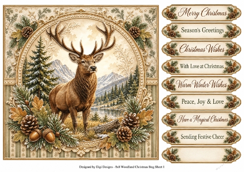 8x8 Woodland Stag - Quick Card Front with Sentiments 
