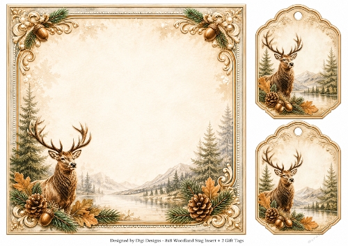 8x8 Woodland Stag - Blank Insert 