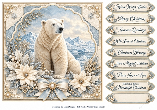 8x8 Arctic Winter Bears - Quick Card Front with Sentiments 