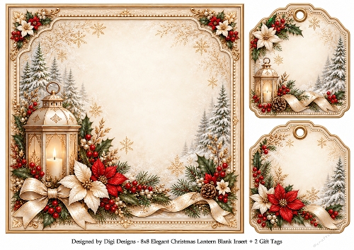 8x8 Elegant Christmas Lantern - Blank Insert