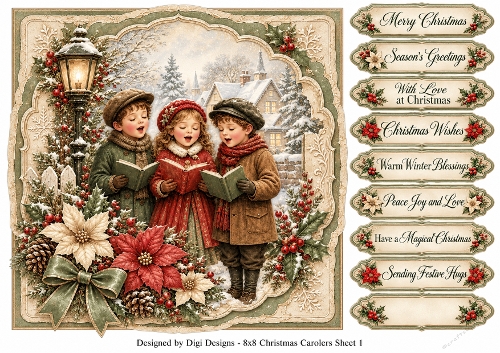 8x8 Victorian Christmas - Quick Card Front with Sentiments 