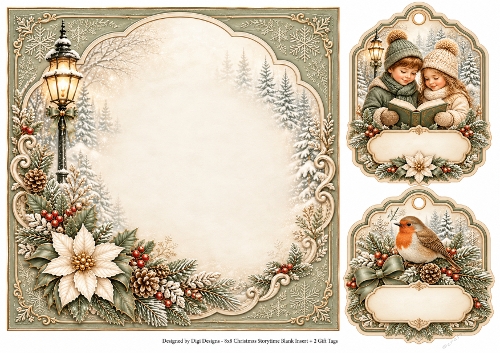 8x8 Vintage Christmas Storytime - Blank Insert