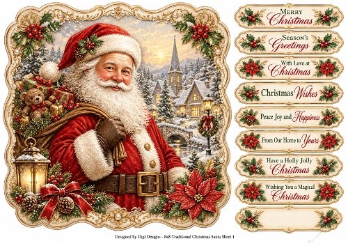 8x8 Vintage Santa - Quick Card Front with Sentiments 