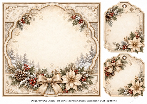 8x8 Vintage Snowman - Blank Insert
