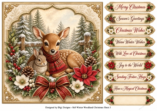 8x8 Winter Woodland - Quick Card Front with Sentiments 