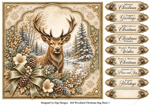 8x8 Woodland Stag - Quick Card Front with Sentiments 