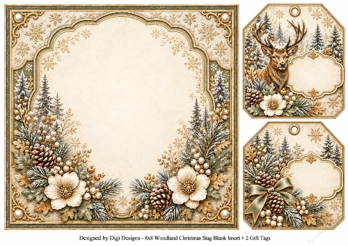 8x8 Christmas Stag - Blank Insert 